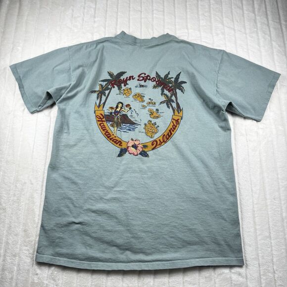 VTG Reyn Spooner T Shirt Men L Hawaiian Hula Dancer Single Stitch Double Sided - Picture 1 of 15